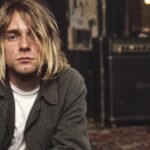 Kurt Cobain in einem redaktionell bearbeiteten Grunge-Proberaum