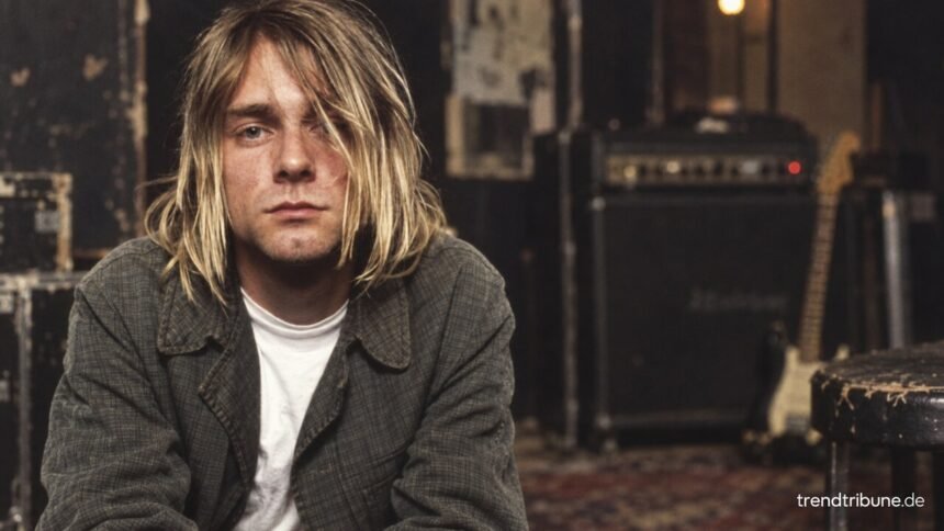 Kurt Cobain in einem redaktionell bearbeiteten Grunge-Proberaum